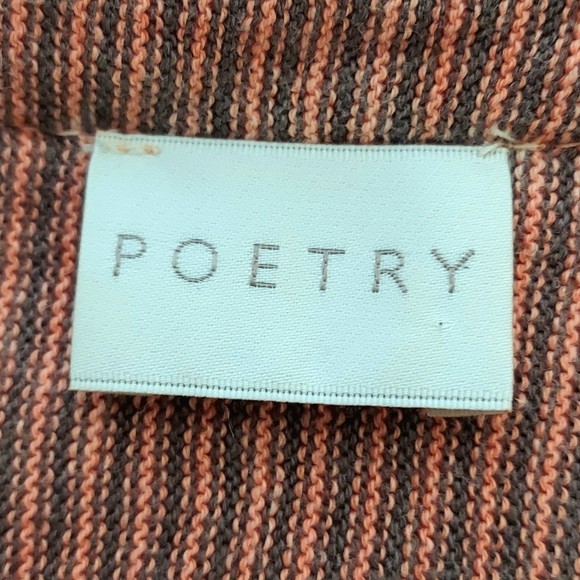 Poetry Orange and Brown Striped Hemp Blend Pullover Sweater Womens Sz 12 - Picture 3 of 13